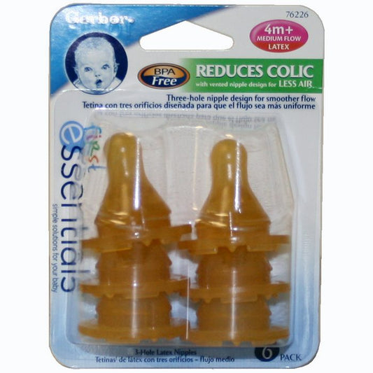 GERBER NIPPLES 6pk Latex Carded