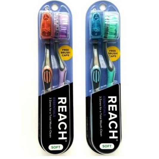 REACH TOOTHBRUSH 2 Pack Soft with Cover