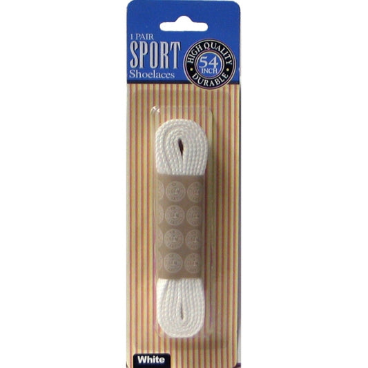 ShoeLaces 54in white Athletic 1 pair blister