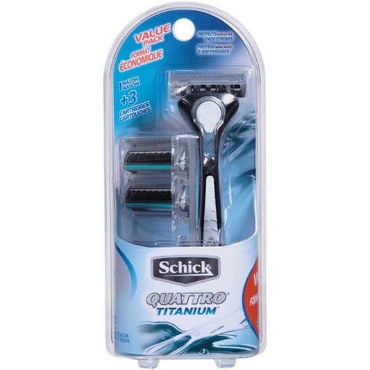 SCHICK QUATTRO RAZOR Titanium +3 Cartridges