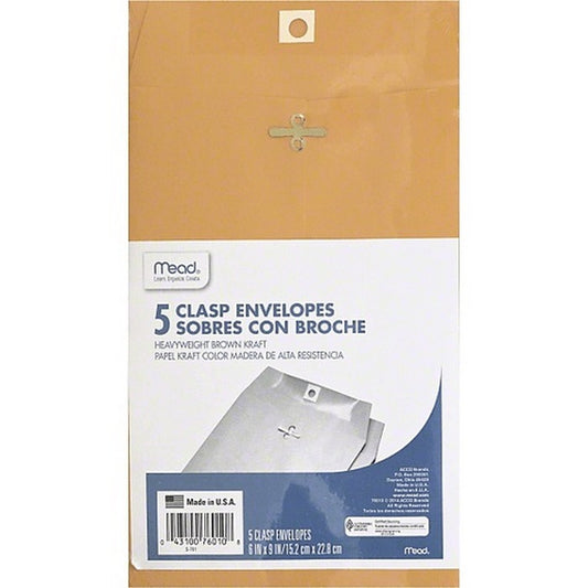 MEAD CLASP ENVELOPE 6x9inch 5 Count