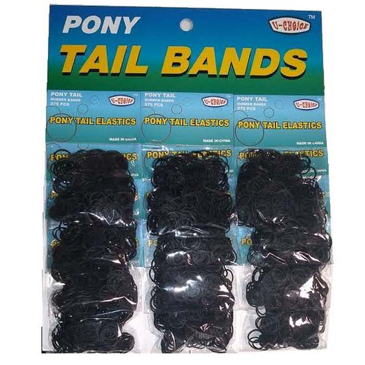 PONYTAIL RubberBand Display of 12x275 Black