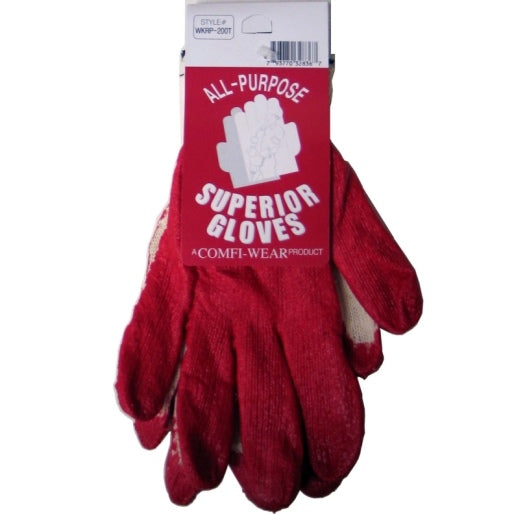 RED COATED GLOVES Hangable 10pk knitted