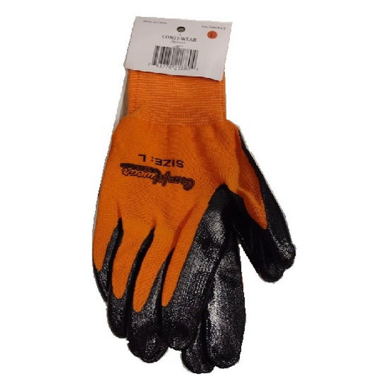 COMFIGRIP GLOVES Lrg Nitrile Coated Orange