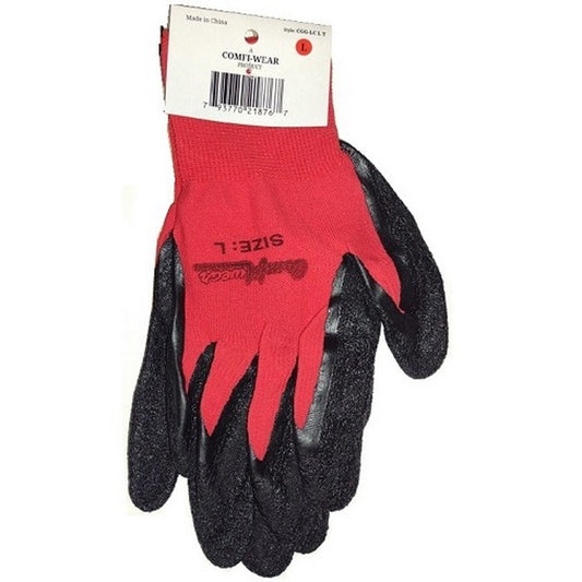 COMFIGRIP GLOVES Lrg Latex Crinkle Texture Red