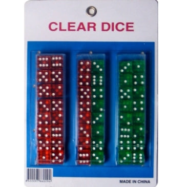 Clear Dice Display 24 pairs asst colors