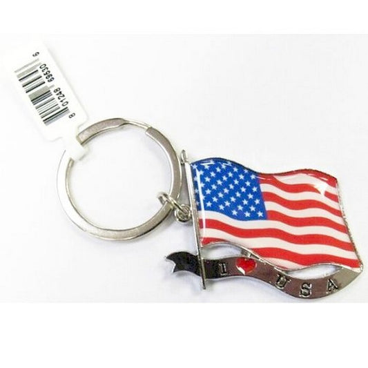 I LOVE USA KEYCHAIN American Flag Card of 12