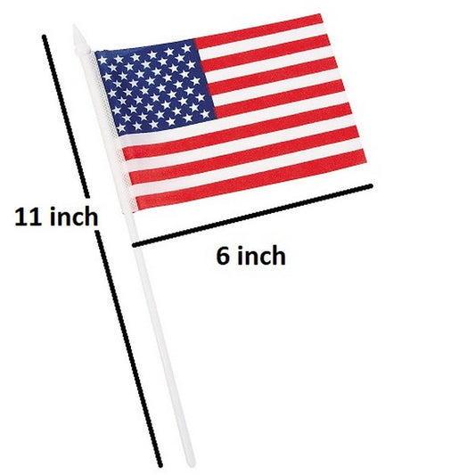 AMERICAN FLAG 4"x6" 11inch Plastic Pole