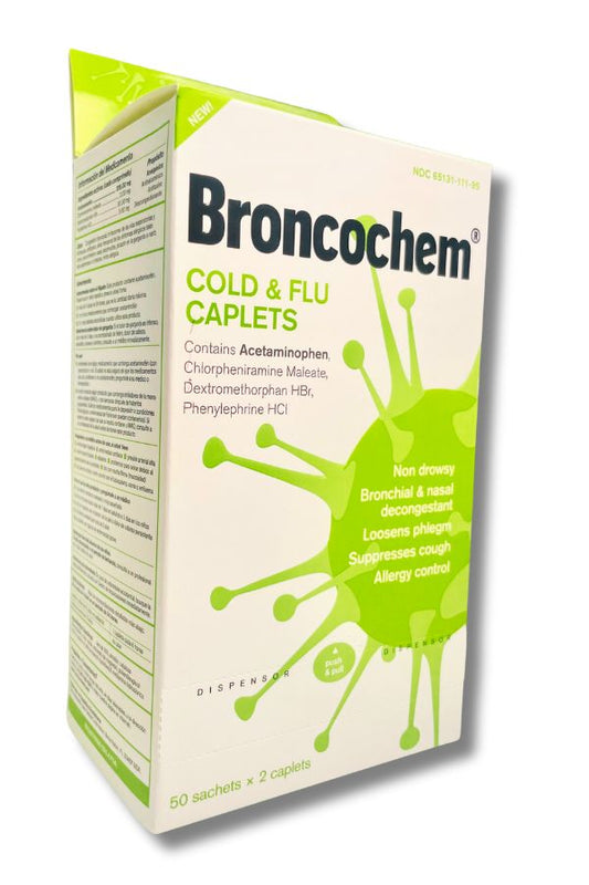 BRONCOCHEM COLD & FLU CAPLETS 50CT