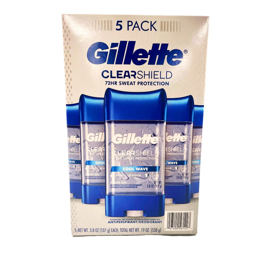 GILLETTE CLEAR GEL 3.8z Coolwav A/P 5pk 108g