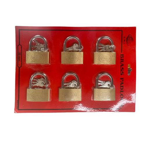 PADLOCK LARGER 50MM 6 CARD