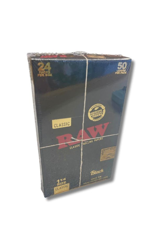 RAW BLACK CLASSIC 1 1/4 SIZE 24 PACKS PER BOX